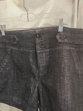 One 5 One Dark Gray Denim-Look High-Waist Shorts